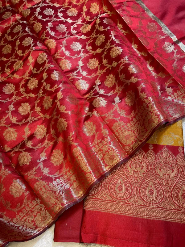 Mustard_Art_Silk_Floral_Zari_Jaal_Contrast_Banarasi_Suit_with_Red_Dupatta_625AJ_TPT19