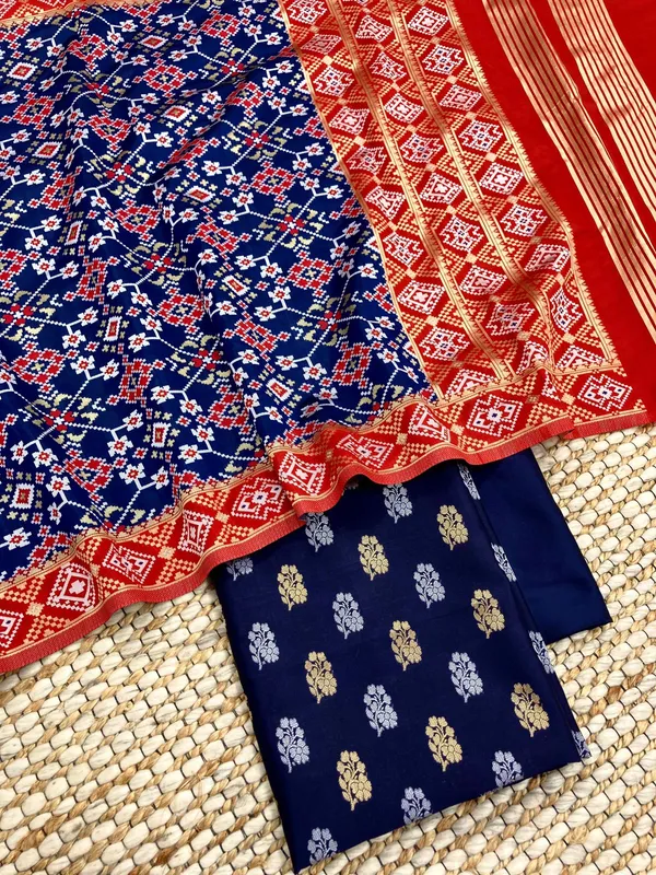 Navy_Blue_Katan_Silk_Silver_Gold_Zari_With_Patola_Weave_Dupatta_Suit_Set_700SKL_KS49