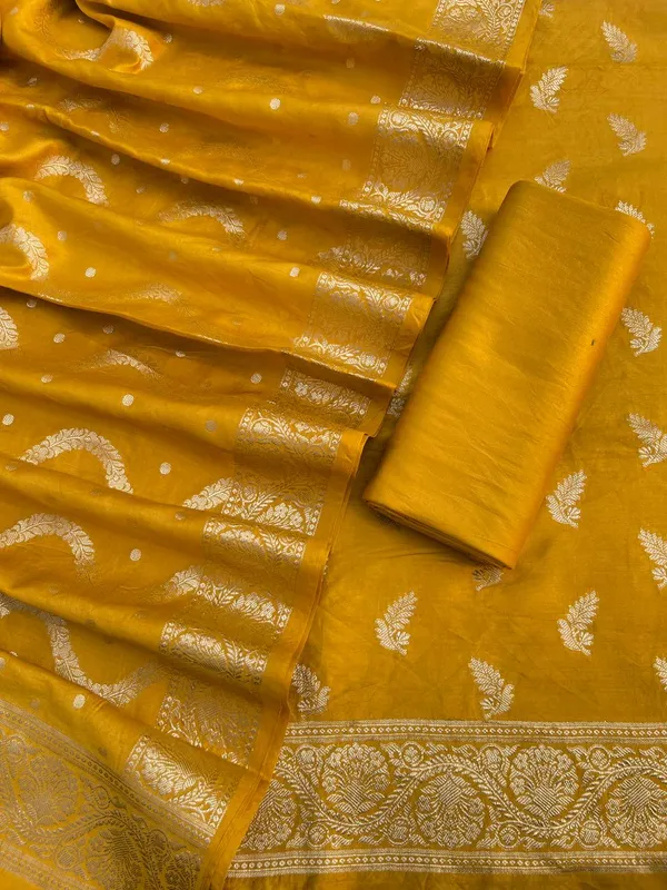 Mustard_Gold_Soft_Viscose_Silk_Vasket_Zari_Booti_with_Leheriya_Dupatta_1050BFS_SV1