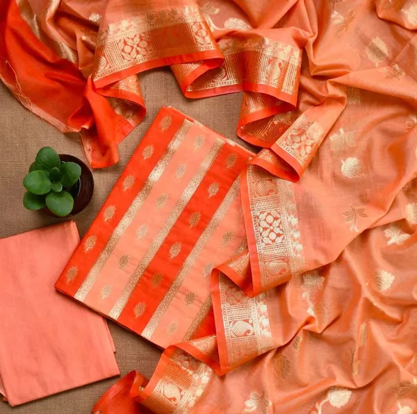 Peach_Pure_Mercerise_Handbrush_Patti_Banarasi_Suit_1150SKL_PMH9