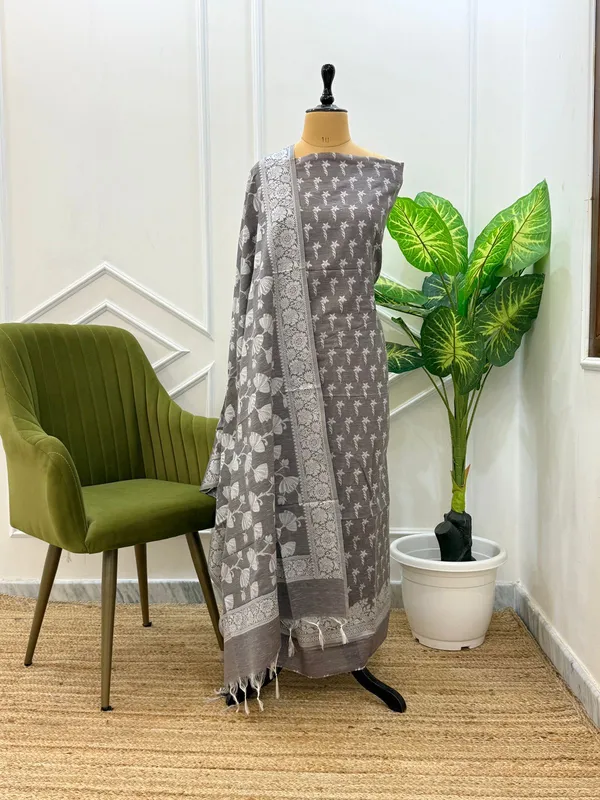 Grey_Soft_Linen_Dupion_Banarasi_Suit_With_Jaal_Dupatta_Skl_Ln9
