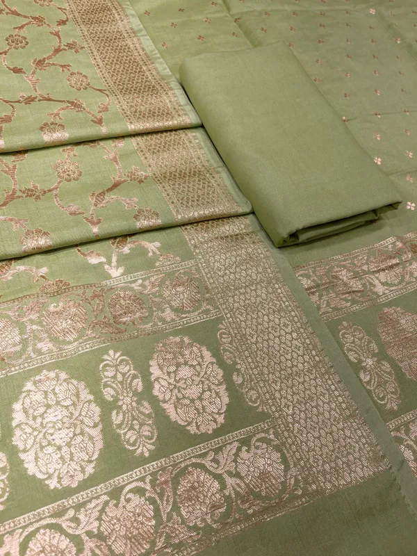 Puresilk_Handloom_Pista_Green_Cotton_Banarasi_3_pcs_Suit_Set_RHN_CTN10