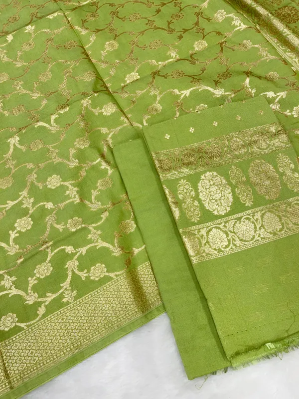 Puresilk_Handloom_Pista_Green_Cotton_Banarasi_3_pcs_Suit_Set_RHN_CTN10