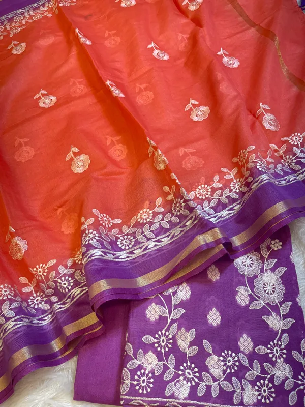 Purple_Cotton_Embroidery_Banarasi_3_pcs_Suit_set_with_Contrast_Orange_Dupatta_1200SKL_MSC1