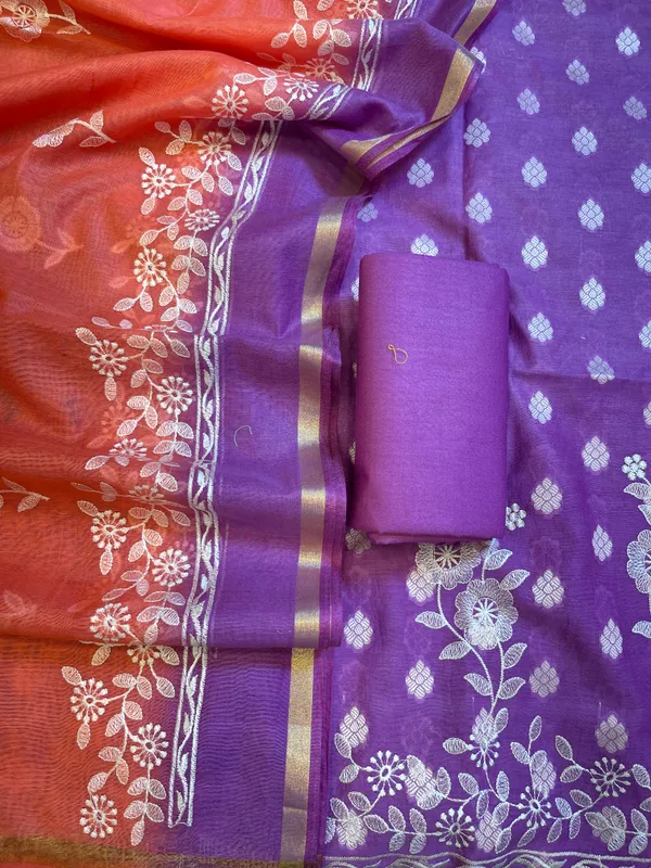 Purple_Cotton_Embroidery_Banarasi_3_pcs_Suit_set_with_Contrast_Orange_Dupatta_1200SKL_MSC1