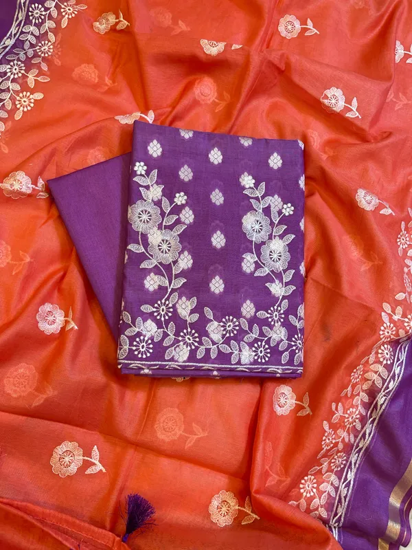 Purple_Cotton_Embroidery_Banarasi_3_pcs_Suit_set_with_Contrast_Orange_Dupatta_1200SKL_MSC1