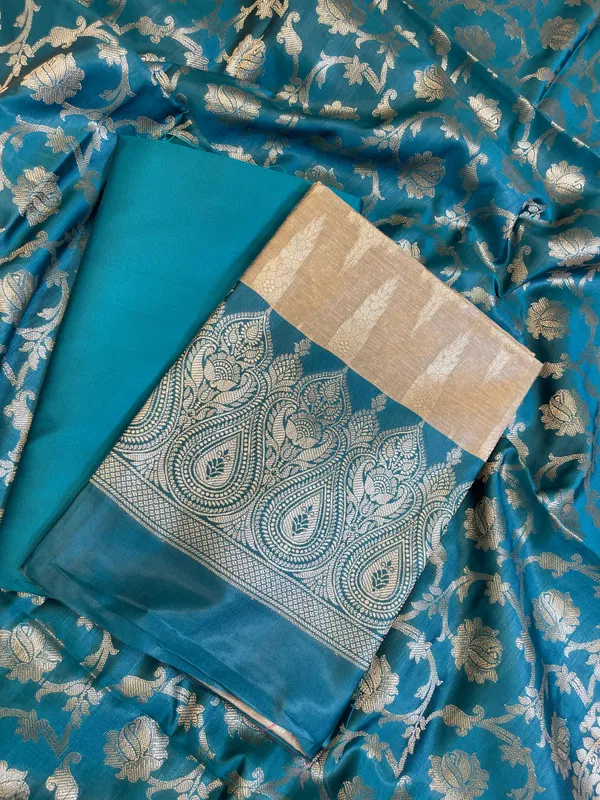 Beige_Art_Silk_Floral_Zari_Booti_Contrast_Banarasi_Suit_with_Seagreen_Dupatta_625AJ_TPT48