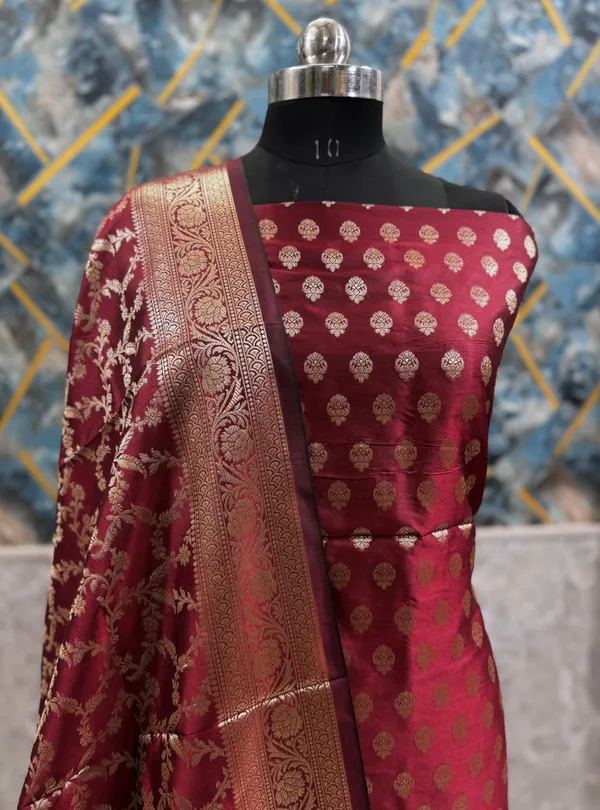 Maroon_Katan_Silk_Floral_Zari_Daman_Booti_Banarasi_Suit_with_Tilfi_Zari_Jaal_Dupatta_800SKL_KSD16
