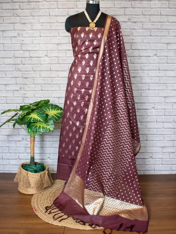 Burgundy_Pure_Mercerise_Silk_Floral_Zari_Booti_with_Lorex_Dupatta_Banarasi_Suit_Set_1200SKL_MS18
