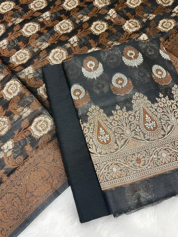Humairah_Black_Cotton_Floral_Zari_Resham_Mina_Boota_3_pcs_Suit_set_with_Plain_Bottom_and_Floral_Zari_Mina_Jaal_Black_Dupatta