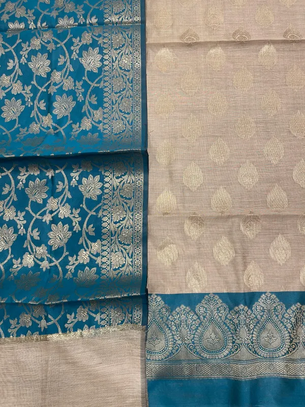 Beige_Cotton_Banarasi_3_pcs_Suit_Set_with_Contrast_Sea_green_Dupatta_IM_CS14