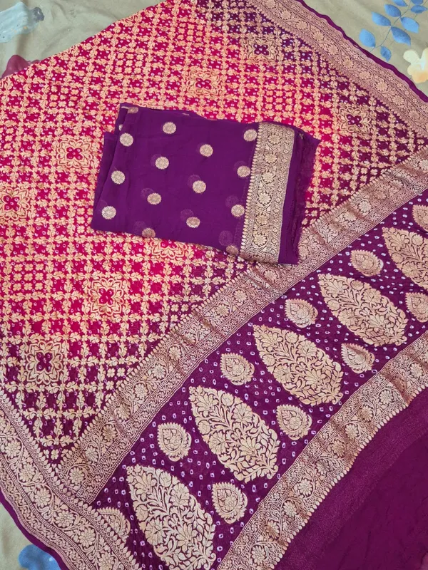 Pure_Handloom_Wine_Khaddi_Georgette_Banarasi_Suit_with_Contrast_Bandhani_Dupatta_78SKL_KG1