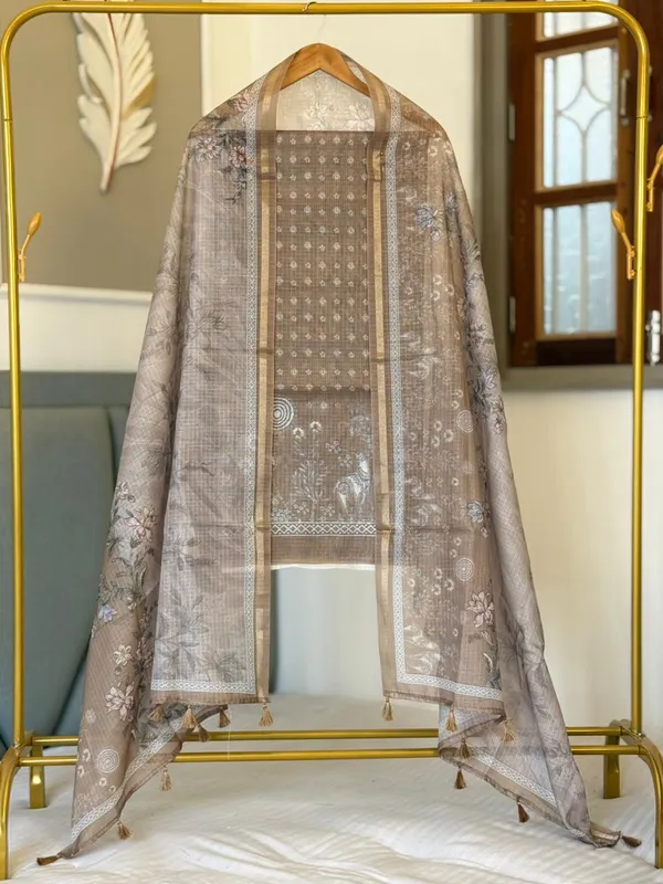 Light_Brown_Kota_check_Digital_Print_Floral_Daman_Banarasi_Suit_with_Floral_Printed_Dupatta_130PNJ_KCP3