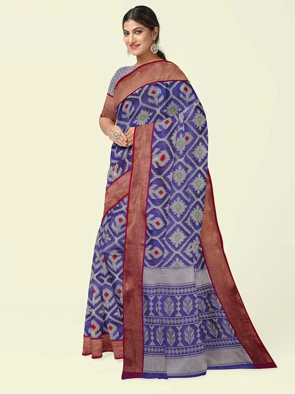 Blue_Cotton_Blend_Banarasi_Sarees_For_Women_GEASF_772