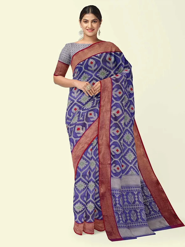 Blue_Cotton_Blend_Banarasi_Sarees_For_Women_GEASF_772