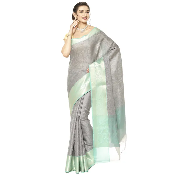 Grey_Art_Silk/Tanchoi_Banarasi_Sarees_For_Women_GEBC2