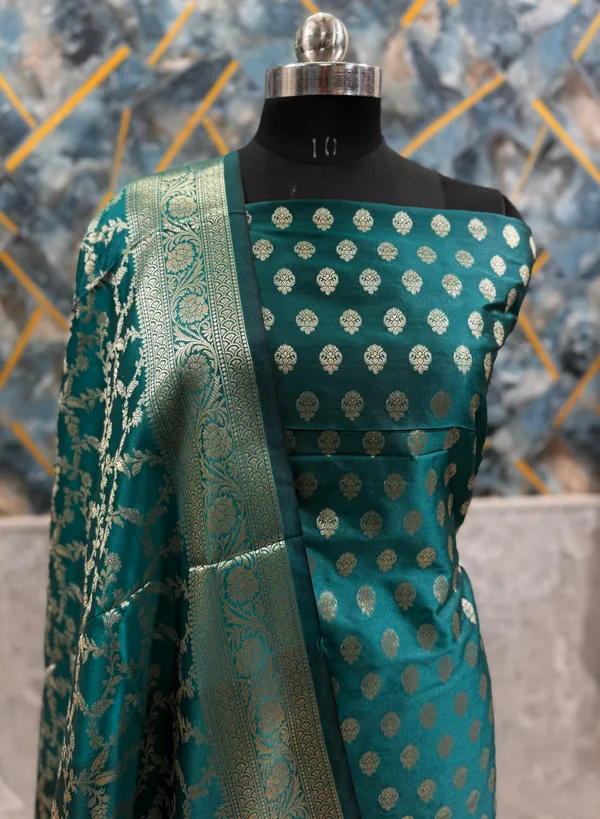 Green_Katan_Silk_Floral_Zari_Daman_Booti_Banarasi_Suit_with_Tilfi_Zari_Jaal_Dupatta_800SKL_KSD17