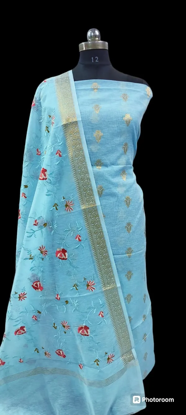 Sky_Blue_Linen_Silk_Floral_Zari_Booti_with_Embroidery_Jaal_Dupatta_Banarasi_Suit_1100SKL_LN28