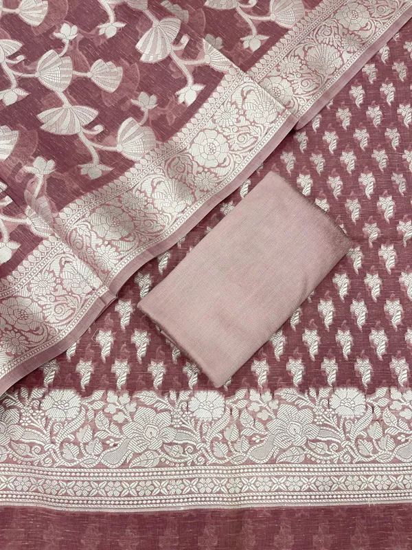 Mauve_Soft_Linen_Dupion_Banarasi_Suit_With_Jaal_Dupatta_Skl_Ln12