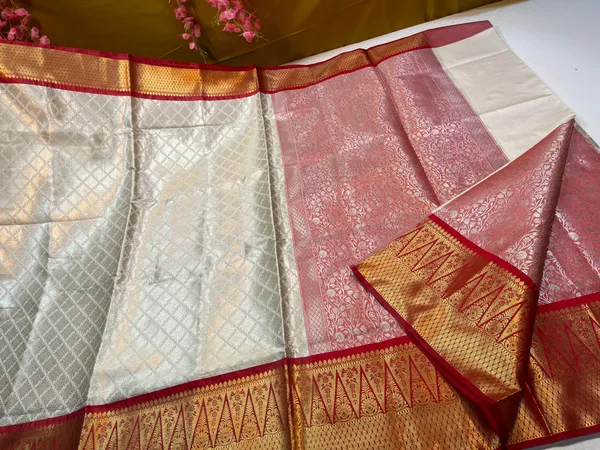 Off_white_Semi_Kanchi_Silk_Brocade_Contrast_Red_Border_Banarasi_Saree_MS_SK13