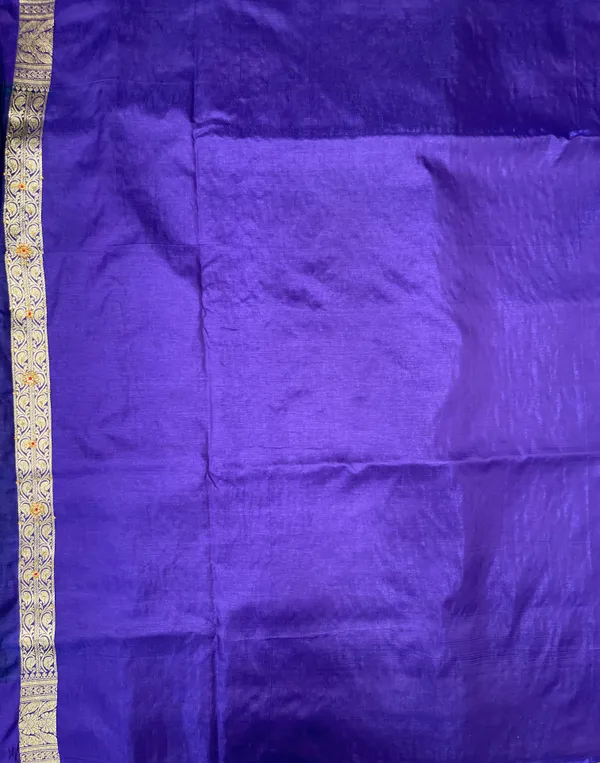 Humairah_Presents_Seagreen_Satin_Silk_Floral_Zari_Boota_Low_Stone_Work_Banarasi_Saree_with_Contrast_Purple_Pallu_and_Purple_Blouse