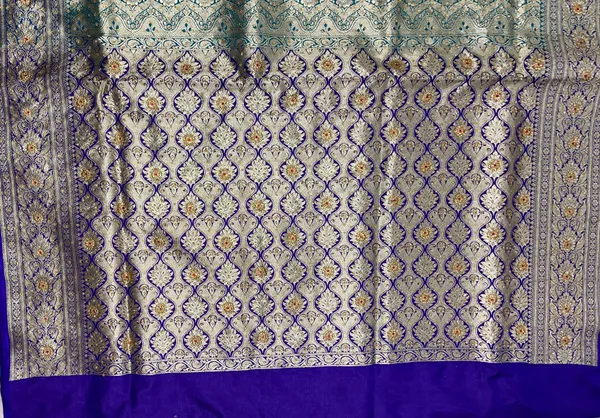 Humairah_Presents_Seagreen_Satin_Silk_Floral_Zari_Boota_Low_Stone_Work_Banarasi_Saree_with_Contrast_Purple_Pallu_and_Purple_Blouse