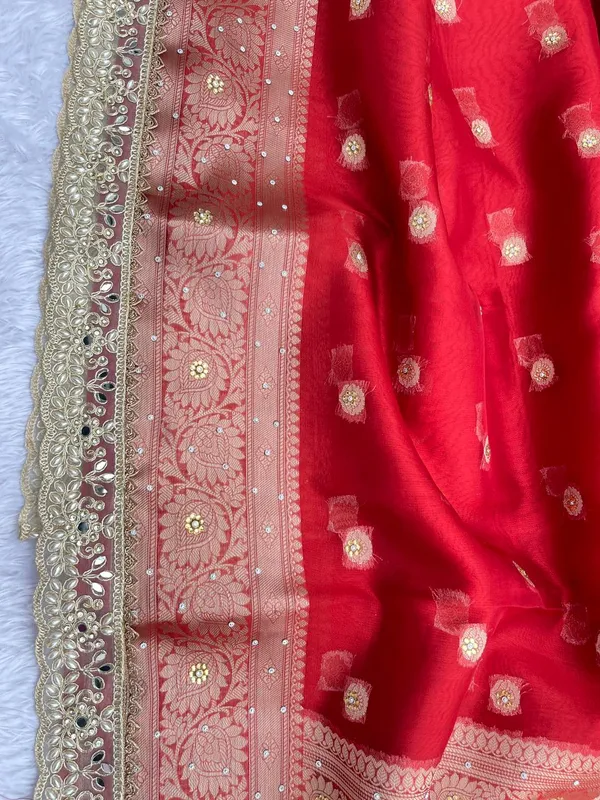 Red_Glass_Tissue_Silk_Floral_Zari_Booti_with_Lace_work_and_Stone_work_Zari_Border_Banarasi_Saree_BFS_GT5