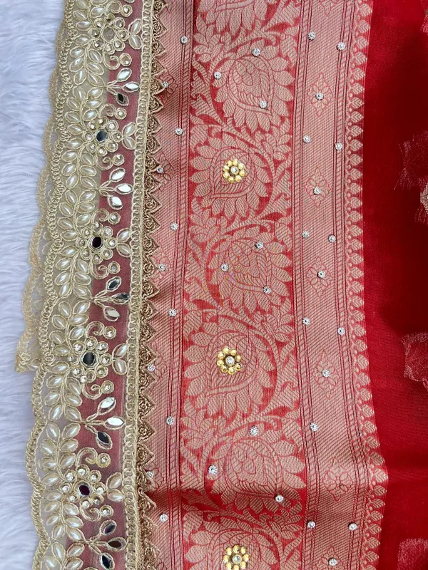 Red_Glass_Tissue_Silk_Floral_Zari_Booti_with_Lace_work_and_Stone_work_Zari_Border_Banarasi_Saree_BFS_GT5