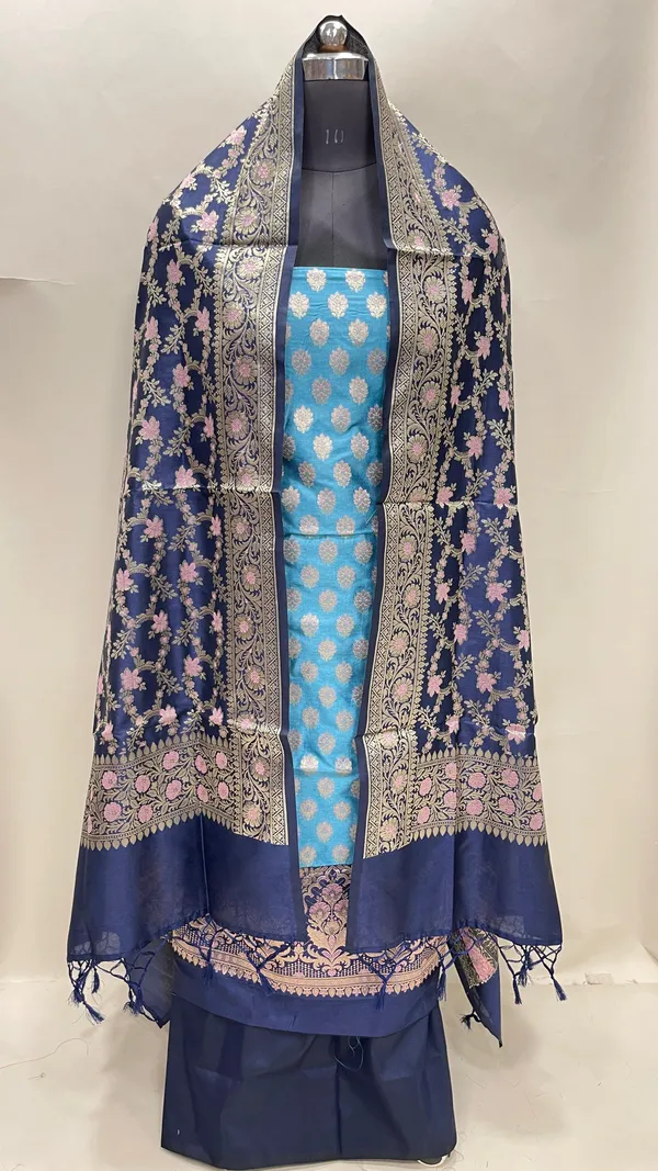 Humairah_Presents_Sky_Blue_Floral_Zari_Booti_3_pcs_Suit_Set_with_Contrast_Navy_Blue_Plain_Bottom_and_Floral_Minakari_Zari_Jaal_Navy_Blue_Dupatta_ASD_137