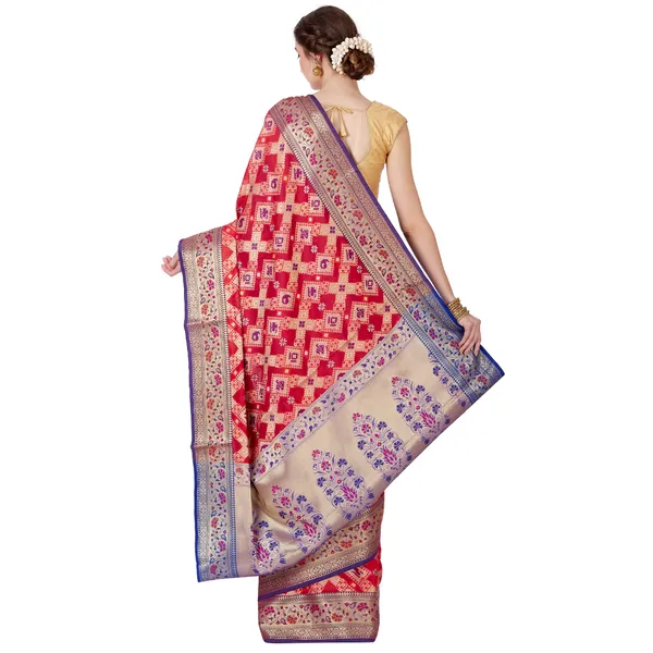 Humairah_Presents_Red_Satin_Silk_Saree_With_Blouse_Piece(JA49)