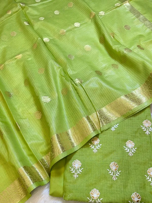 Light_Green_Kota_Check_Embroidery_Banarasi_3_pcs_Suit_Set_1000SKL_KC1
