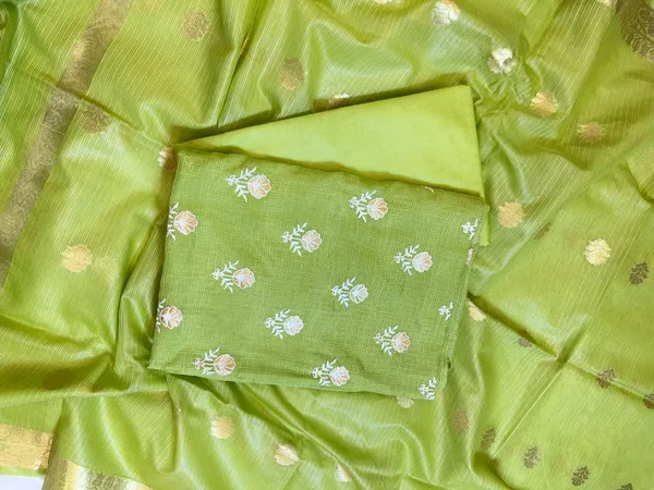 Light_Green_Kota_Check_Embroidery_Banarasi_3_pcs_Suit_Set_1000SKL_KC1