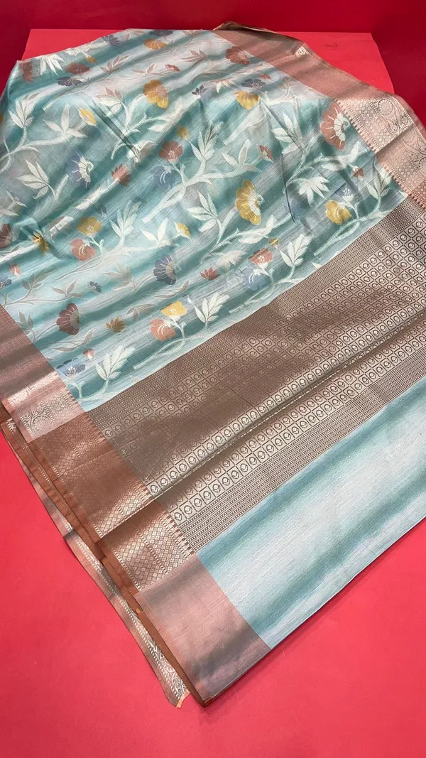 Sea_Green_Matka_Silk/Silk_Blend_Banarasi_Sarees_For_Women_GEMTKSLK_101