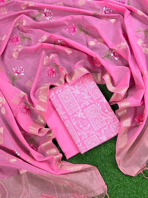Pink_Pure_Banarasi_Mercerised_Suit_with_Zari_Booti_Weaving_&_Embroidery_Dupatta_1250SKL_ME1