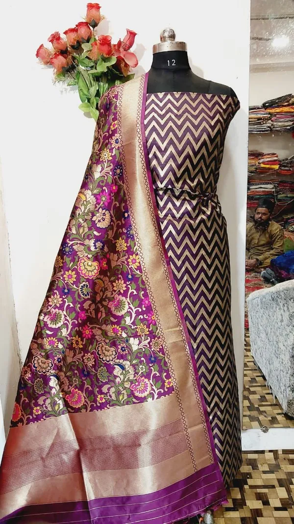 Purple_Katan_Silk_Zig-Zag_With_Multicolor_Mina_Jaal_Dupatta_Banarasi_Suit_Set_Skl_Kz3