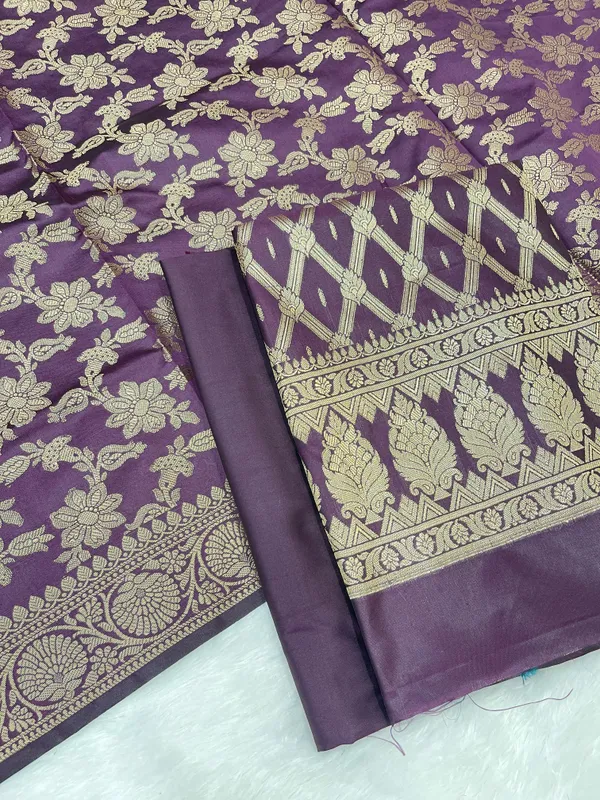 Humairah_Wine_Art_Silk_Diagonal_Zari_Zig-Zag_Stripe_3_pcs_Suit_set_with_Plain_Bottom_and_Tilfi_Floral_Zari_Diagonal_Wine_Dupatta
