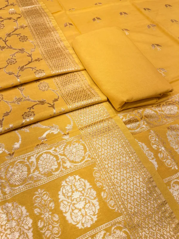 Puresilk_Handloom_Mustard_Yellow_Cotton_Banarasi_3_pcs_Suit_Set_RHN_CTN1