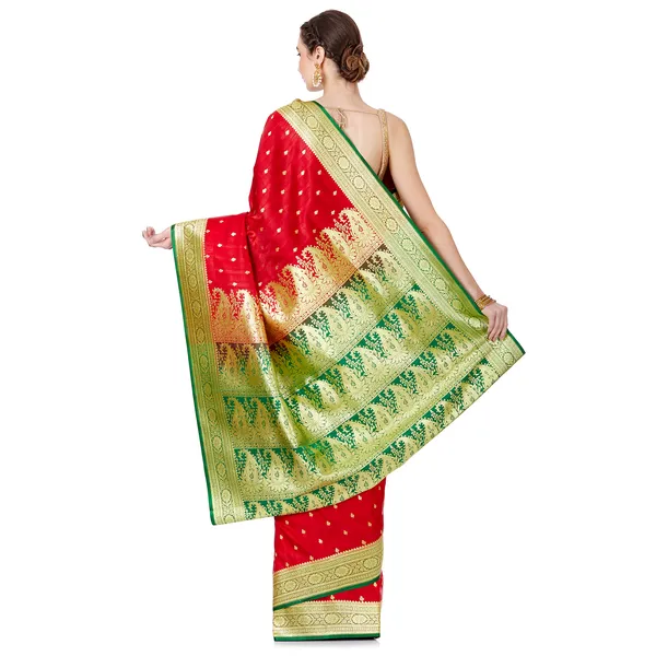 Humairah_Presents_Red_Satin_Silk_Saree_With_Blouse_Piece(JA23)