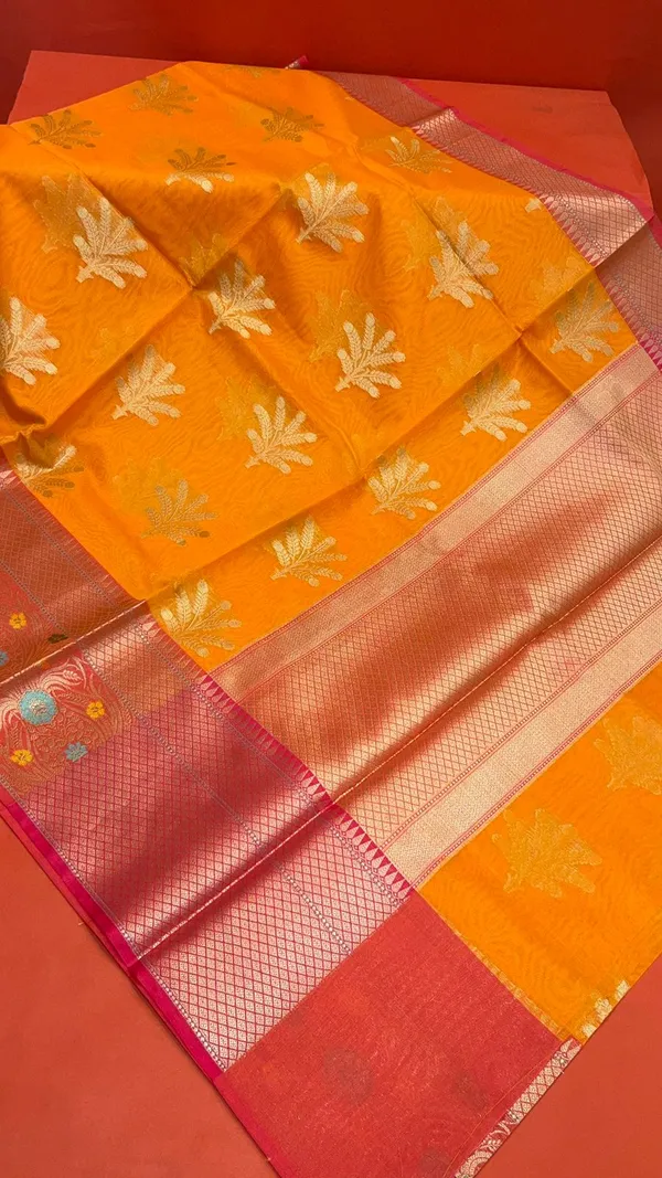 Orange_Cotton_Blend_Banarasi_Sarees_For_Women_GEHKR_1