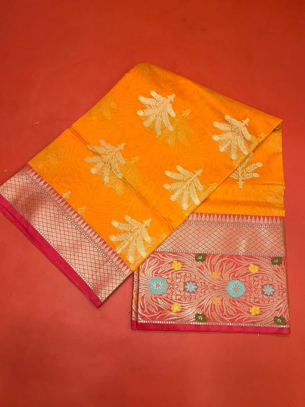 Orange_Cotton_Blend_Banarasi_Sarees_For_Women_GEHKR_1