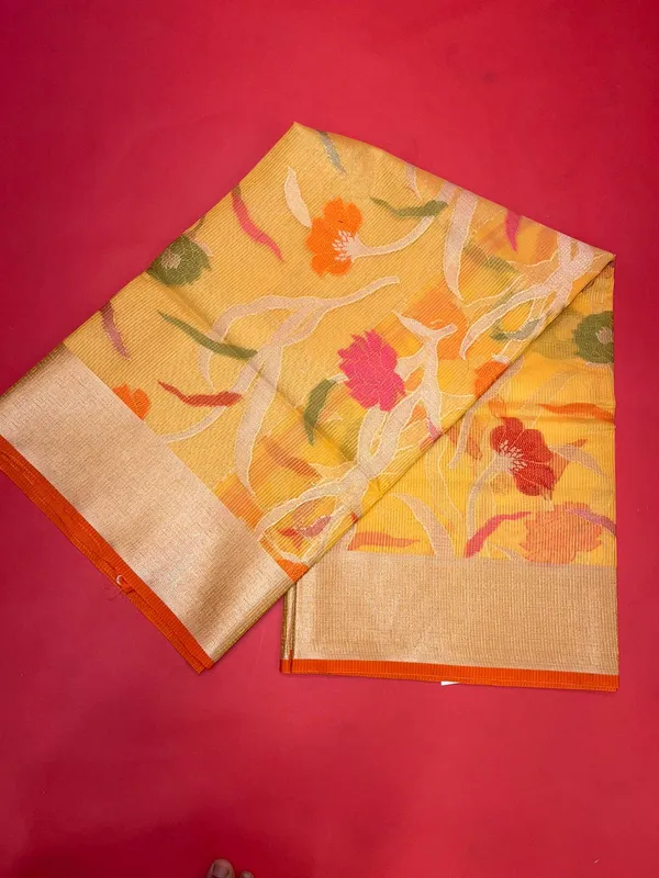 Yellow_Cotton_Blend_Banarasi_Sarees_For_Women_GEASF_763