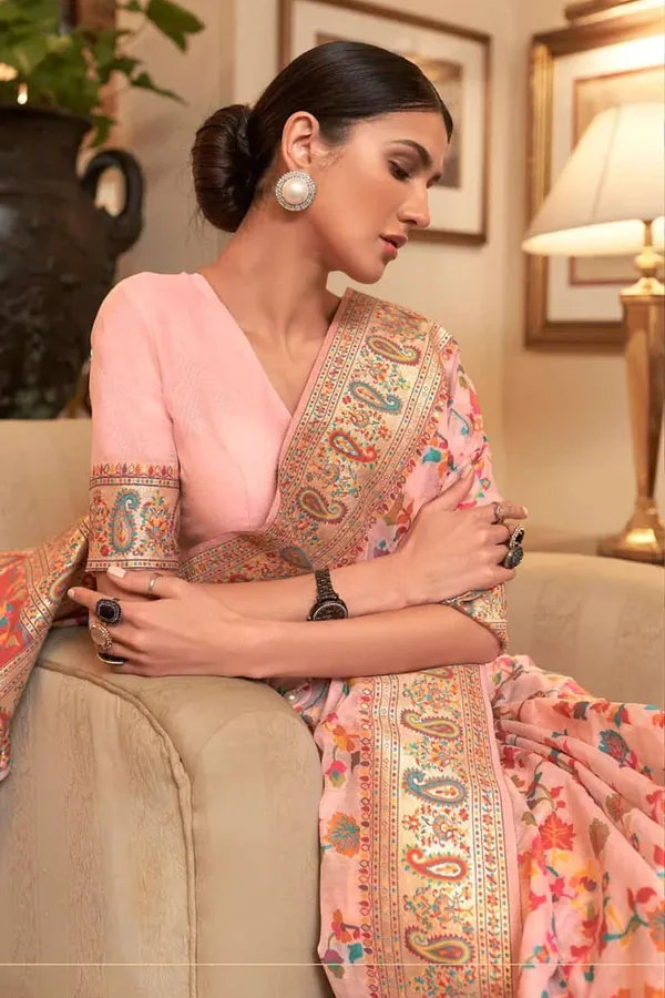 Peach_Cotton_Silk_Floral_Minakari_Zari_Paisely_Border_Banarasi_Saree_12SKL_CS12