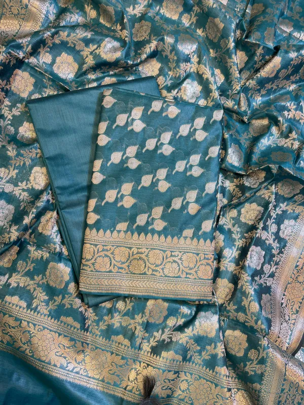 Seagreen_Cotton_Silk_Floral_Zari_Booti_Banarasi_3_pcs_Suit_Set_675JVC_133