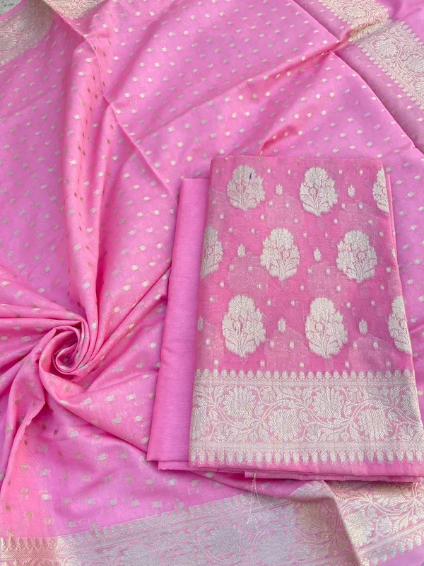 Peach_Katan_Georgette_Silver_Zari_Booti_Banarasi_Suit_Set_with_Chunri_Booti_1200SKL_KG8