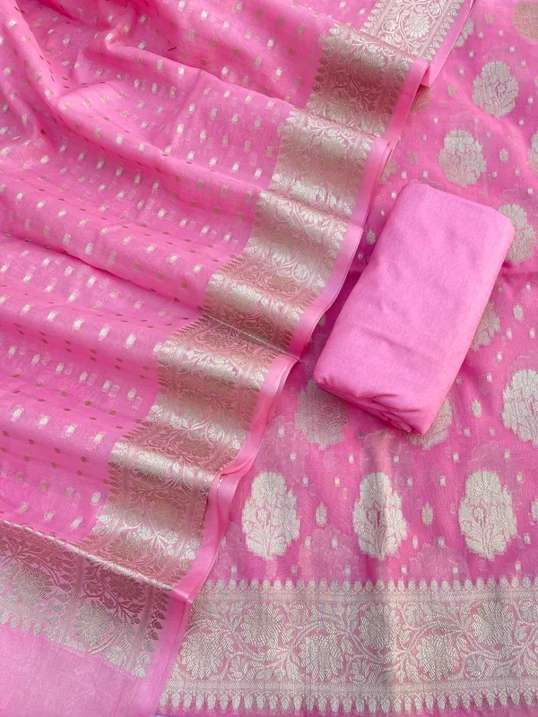 Peach_Katan_Georgette_Silver_Zari_Booti_Banarasi_Suit_Set_with_Chunri_Booti_1200SKL_KG8