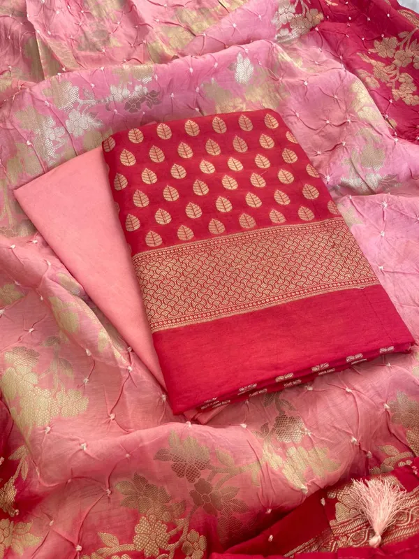 Pink_Cotton_Blend_Leaf_Zari_Booti_Banarasi_Suit_with_Bandhani_Zari_Jaal_Dual_Shade_Dupatta_1325DAN_SBN1