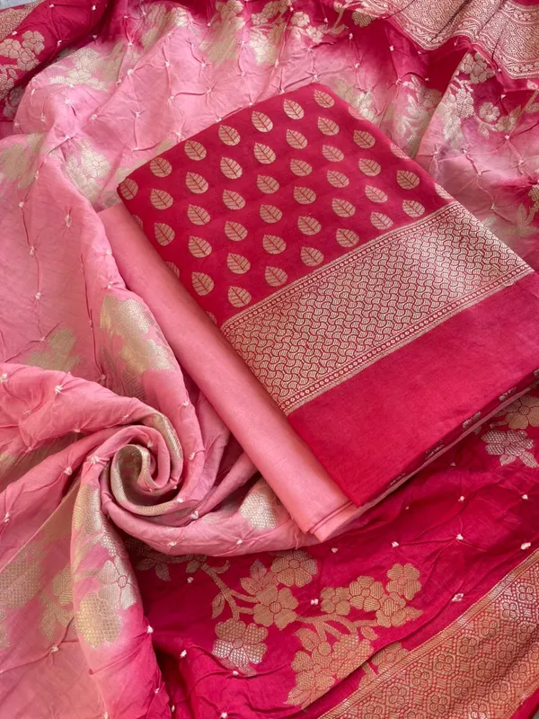 Pink_Cotton_Blend_Leaf_Zari_Booti_Banarasi_Suit_with_Bandhani_Zari_Jaal_Dual_Shade_Dupatta_1325DAN_SBN1