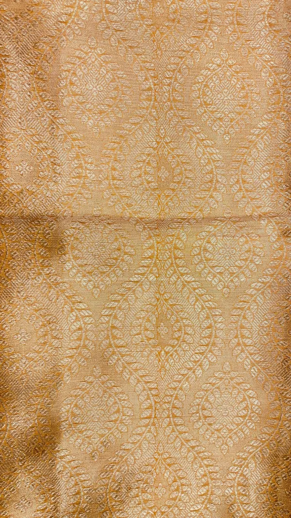 Humairah_Presents_Mustard_Art_Silk_Floral_Lehariya_Sliver_Jaal_with_Contrast_Blue_Pallu_and_Olive_Copper_Silver_Jaal_Zari_Border_with_Blue_Blouse