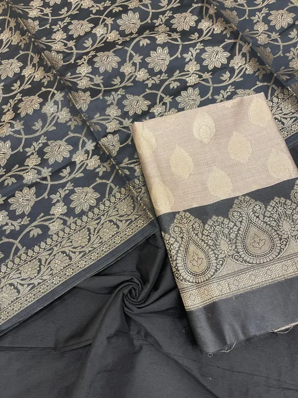 Beige_Cotton_Banarasi_3_pcs_Suit_Set_with_Contrast_Black_Dupatta_IM_CS13