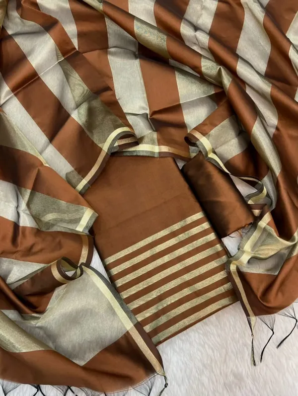 Brown_Cotton_Banarasi_Silk_Suit_with_Stripe_Zari_Patti_&_Matching_Stripe_Zari_Dupatta_500SKL_CS7
